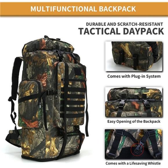 Military Tactical Backpack for Men Large Army Rucksack molle bag Hiking Daypack - Picture 3 of 5